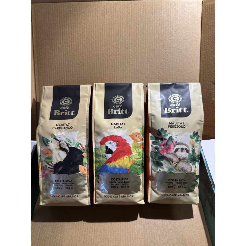 Café Britt® — Costa Rican Habitat kafijas komplekts (300G) (3 iepakojumi) (Sloth, Lapa & Cariblanco) — kafijas pupiņas, arabikas kafija, košers, bez lipekļa, gardēdis un vidēji gaišs un tumšs grauzdējums Café Britt® — Costa Rican Habitat kafijas komplekts (300G) (3 iepakojumi) (Sloth, Lapa & Cariblanco) — kafijas pupiņas, arabikas kafija, košers, bez lipekļa, gardēdis un vidēji gaišs un tumšs grauzdējums